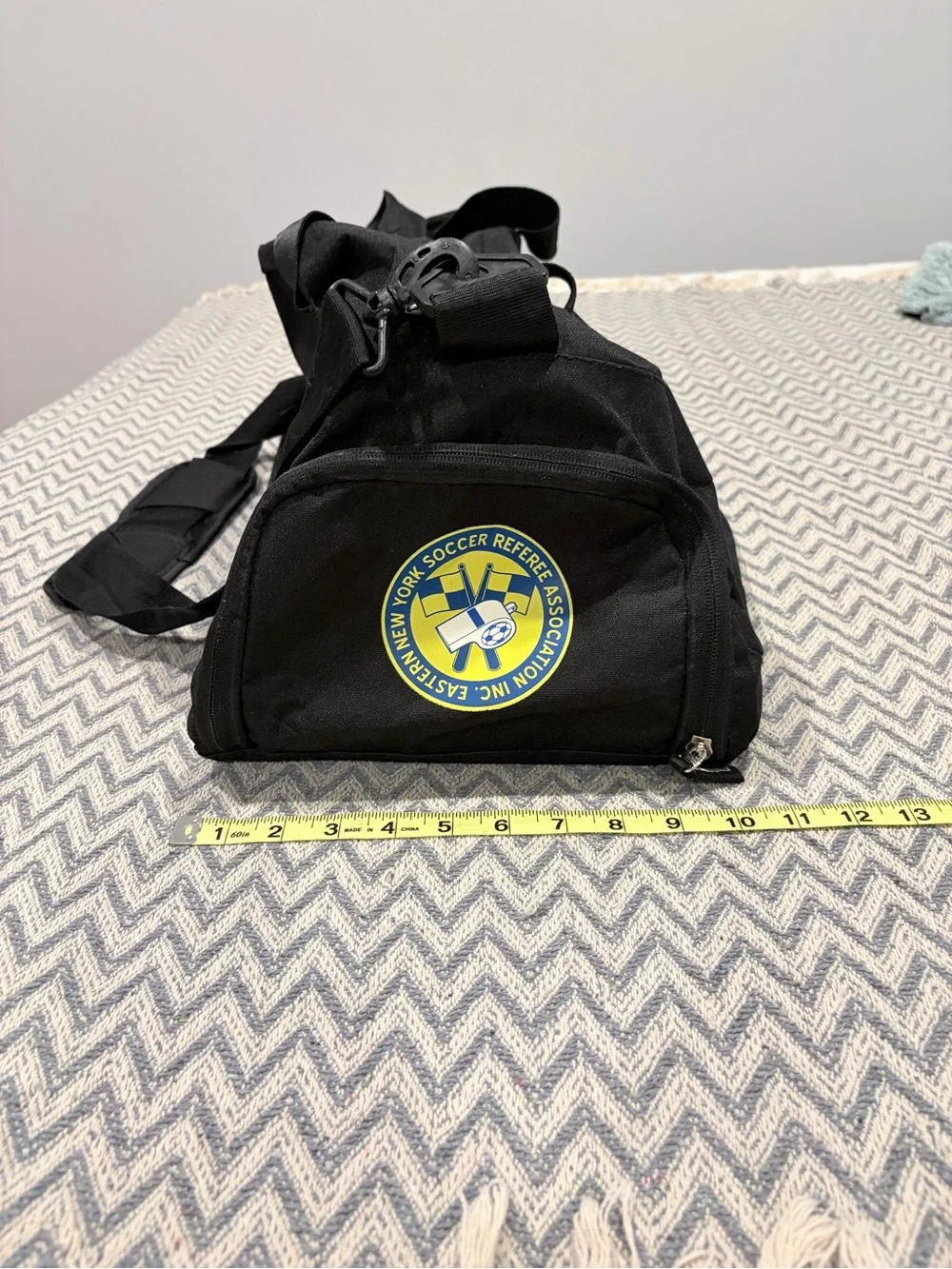 Black Duffel Bag with Eastern New York Soccer Referee Association Badge